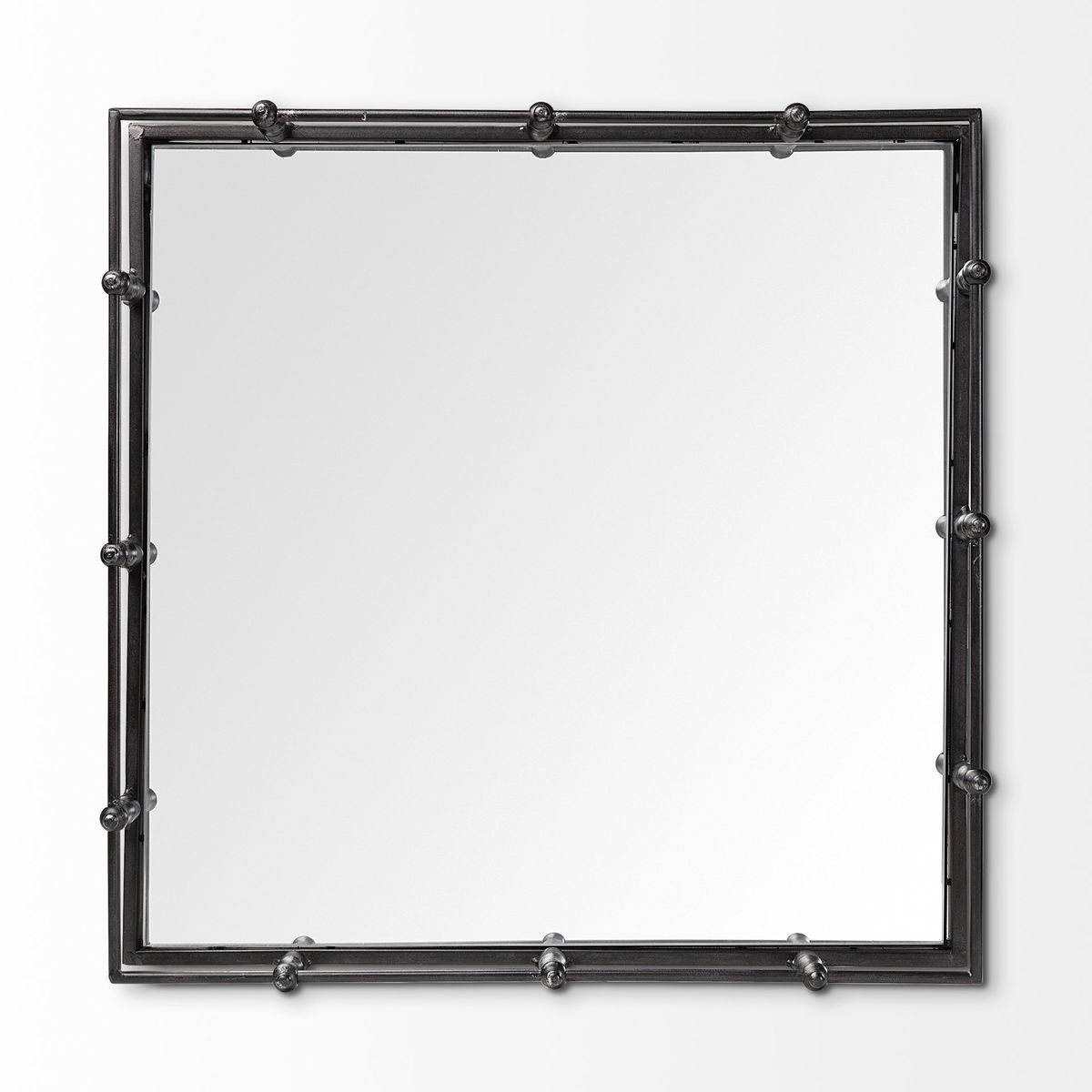 Christa 22L x 22W Black Metal Mirrored Base Square Tray, Decorative Tray by Mercana, 22.05" length x 22.05" width x 3.05" height View 9