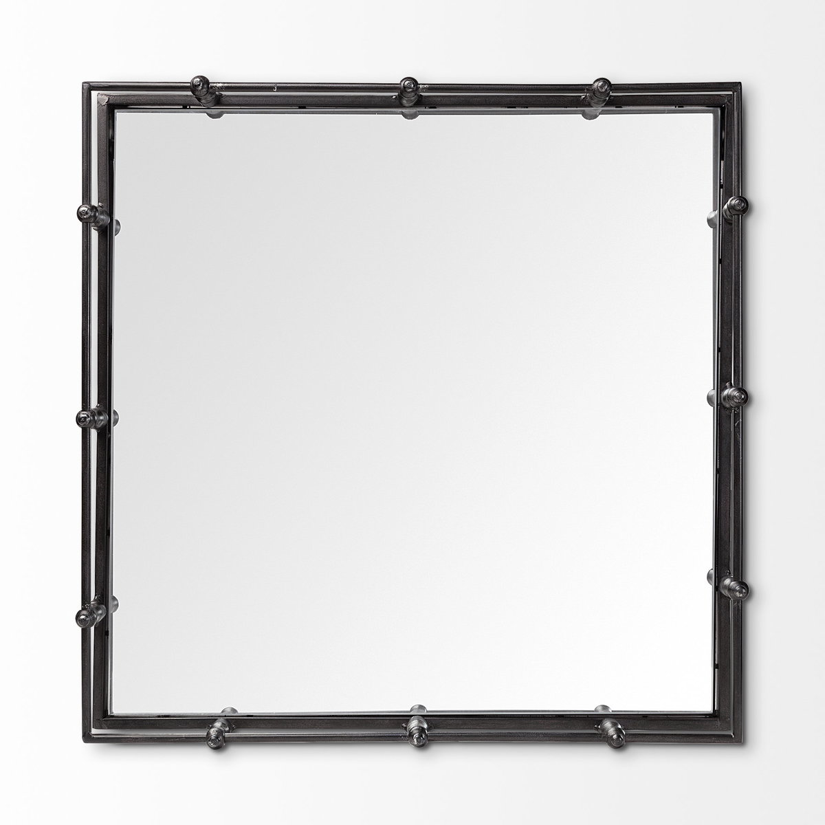 Christa 22L x 22W Black Metal Mirrored Base Square Tray, Decorative Tray by Mercana, 22.05" length x 22.05" width x 3.05" height View 9