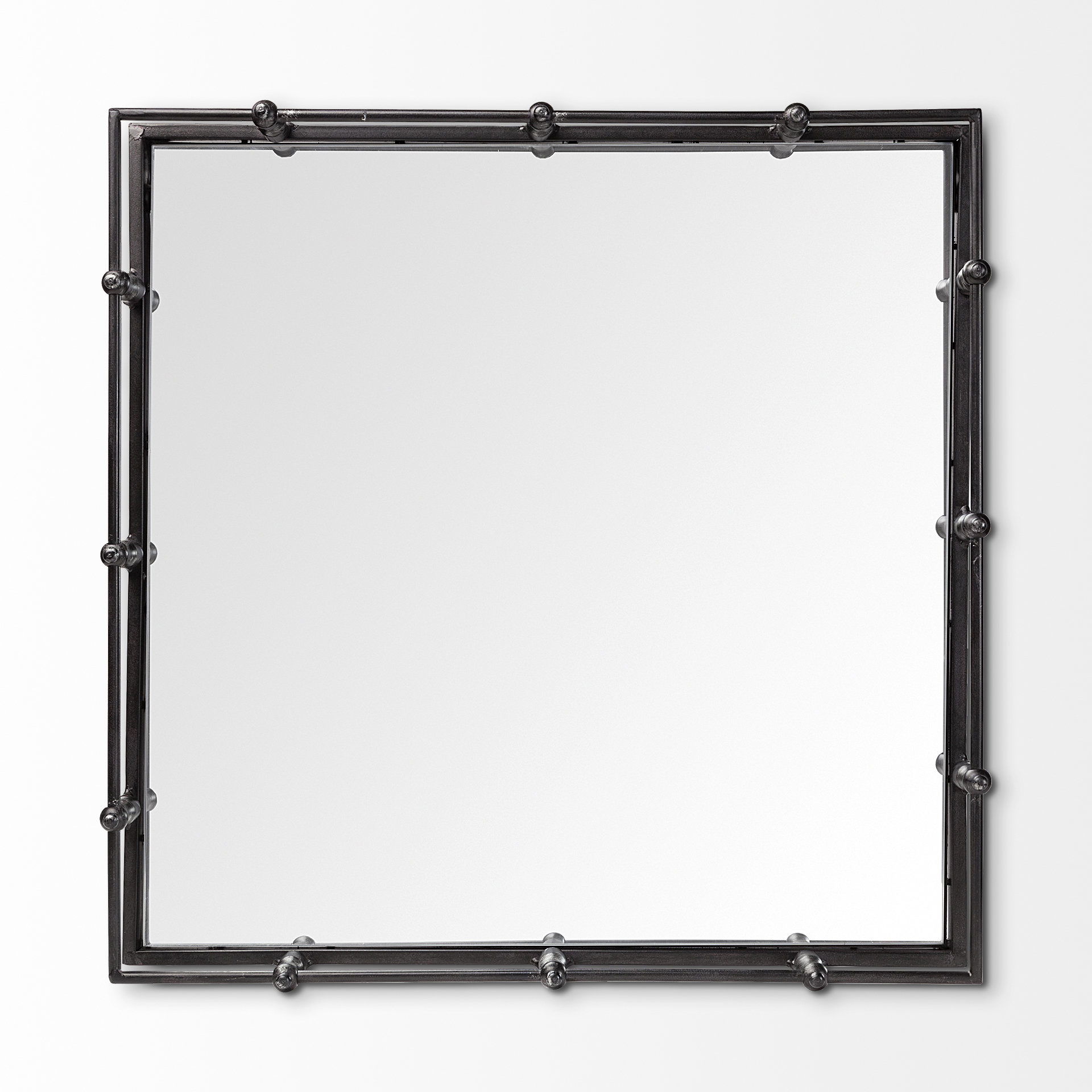 Christa 22L x 22W Black Metal Mirrored Base Square Tray large image 