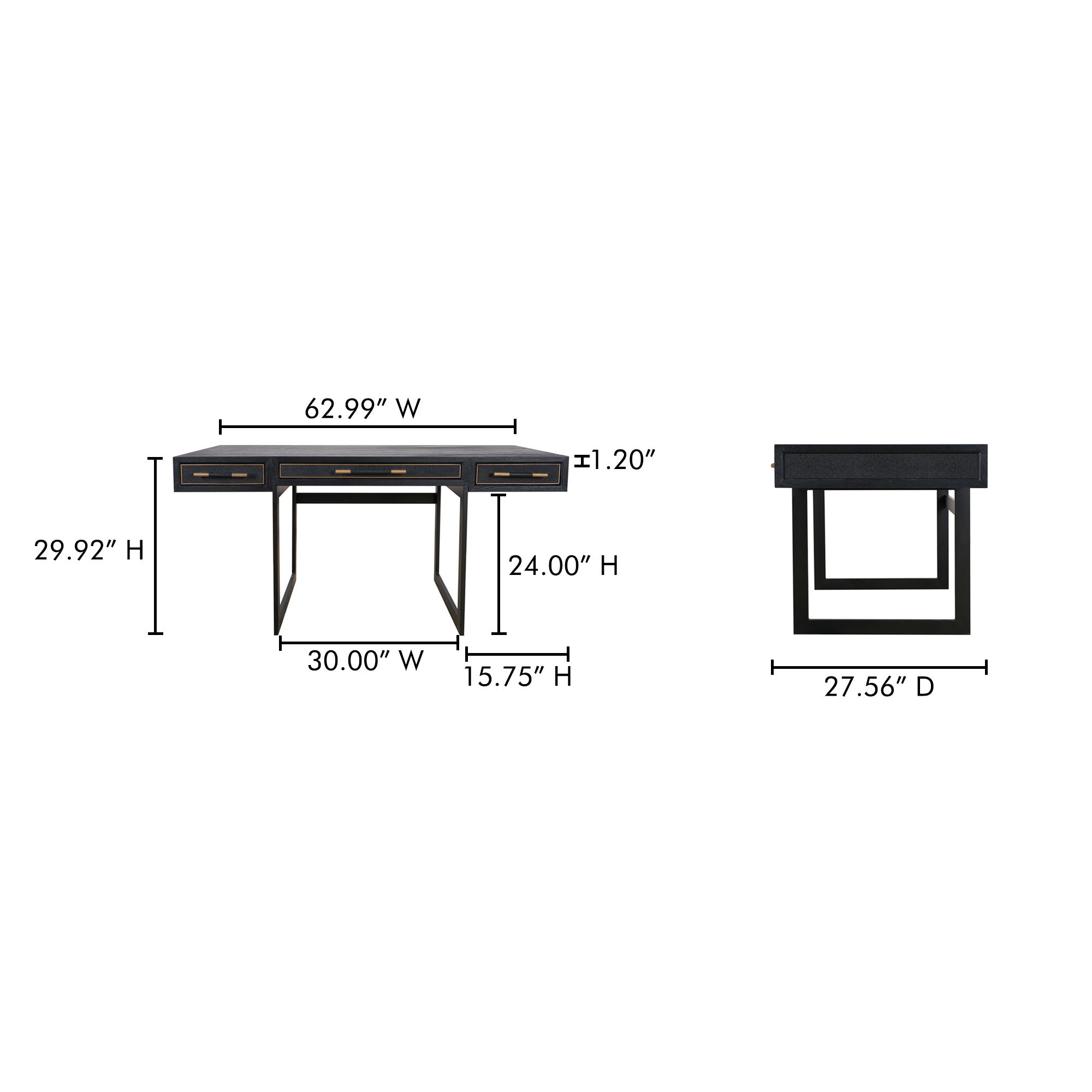 Mako Desk Black, by Moe's Home, 62.99" width x 29.92" height x 27.56" depth View 10