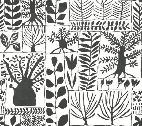 Primitive Trees Black & White Wallpaper