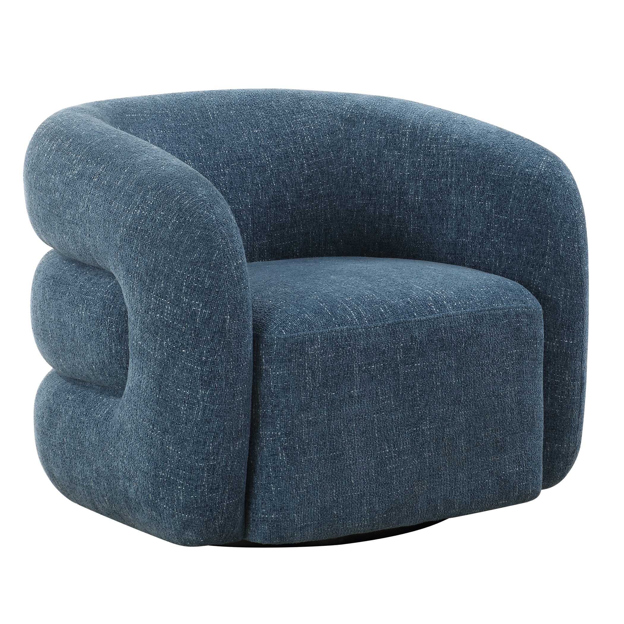 Junie Blue Swivel Barrel Chair large image 