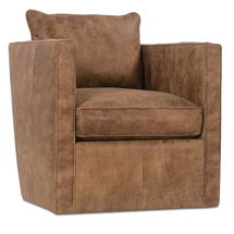 Online Designer Bedroom Rothko 29 inches Wide Genuine Leather Swivel Armchair
