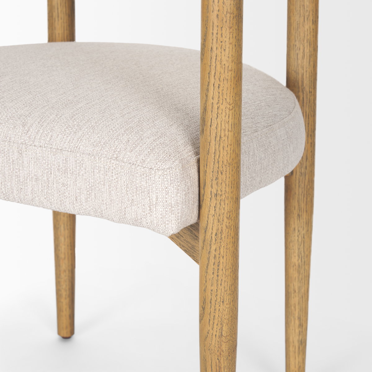 Arden Curved Back Dining Side Chair | Cream Twill with Brown Wood, Dining Chair by Mercana, 26" length x 21.5" width x 28" height View 10