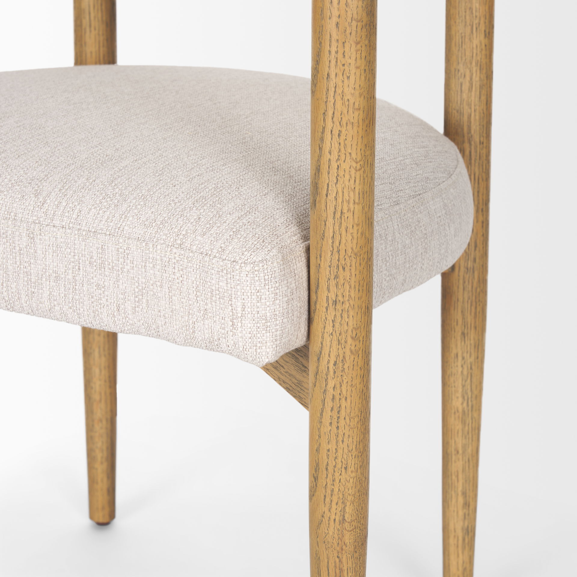 Arden Dining Chair with Medium Brown Wood and Cream Twill Fabric, by Mercana, 26" length x 21.5" width x 28" height View 10