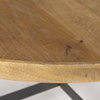 Marquisa 42' Round Medium Brown Wood with Black Metal Large Coffee Table, by Mercana, 42" length x 42" width x 19" height thumbnail 6