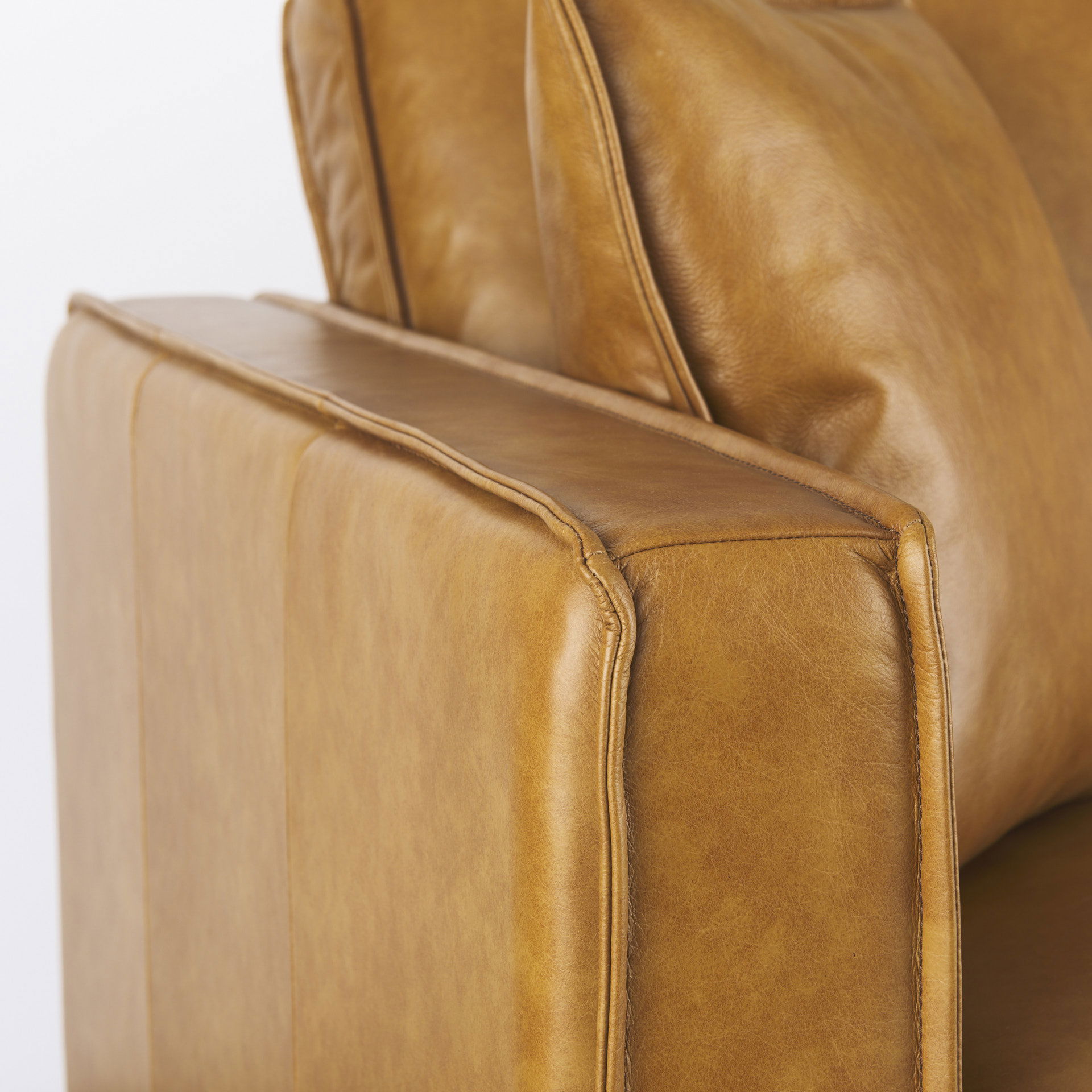 D'Arcy 65.0L x 37.0W x 34.0H Tan Leather Love Seat, Sofas & Sectional by Mercana, 65.35" length x 36.61" width x 33.86" height View 10