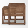 Grier Set of 2 Medium Brown Solid Wood with Cane Nesting Accent Tables thumbnail 2