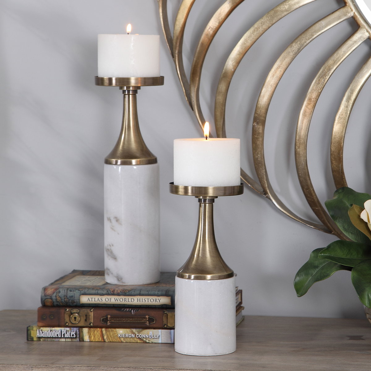 Castiel Marble Candleholders Set/2, Candles & Candle Holder by Uttermost, 4.75" width x 13" height x 4.75" depth View 4