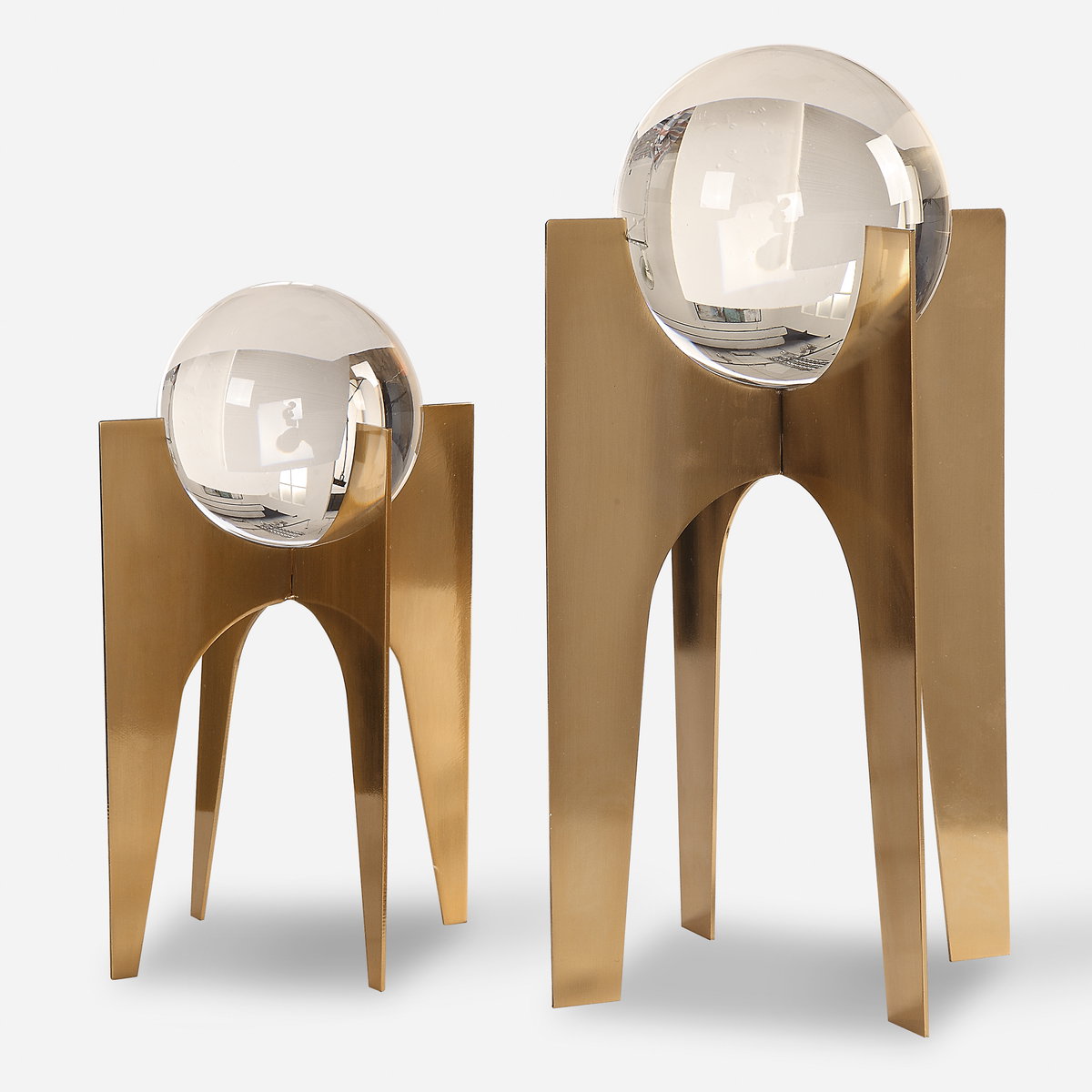 Ellianna Crystal Spheres Set/2, Tabletop Decor by Uttermost, 7.12" width x 15.62" height x 7.12" depth View 1