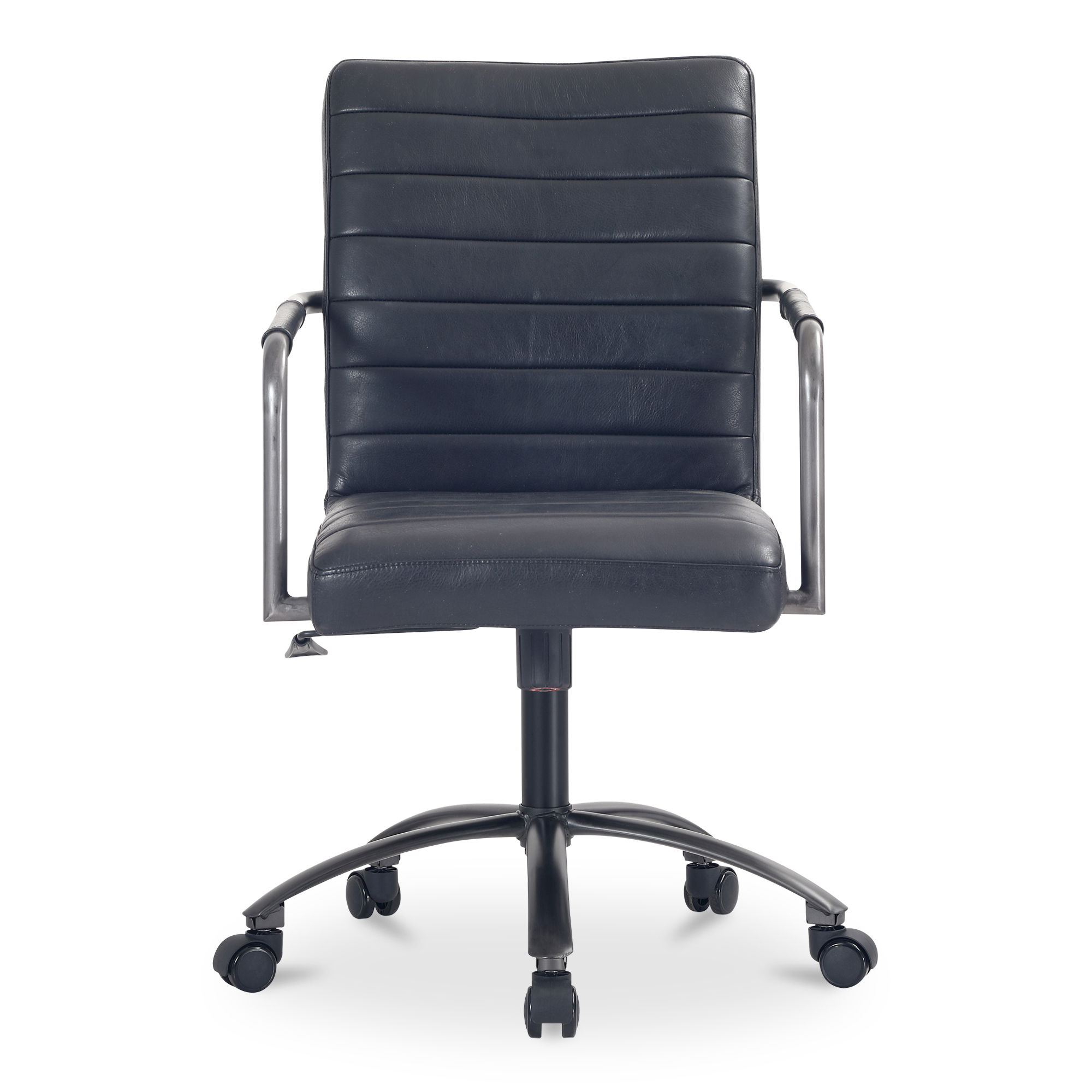 Roy Office Chair Black Leather, by Moe's Home, 21.85" width x 36" height x 27.17" depth View 1