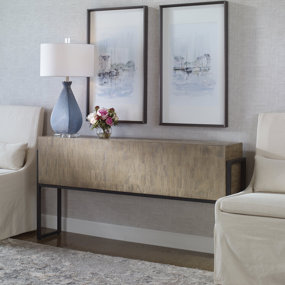 Nevis Contemporary Console Table, by Uttermost, 60" width x 31" height x 12" depth View 11