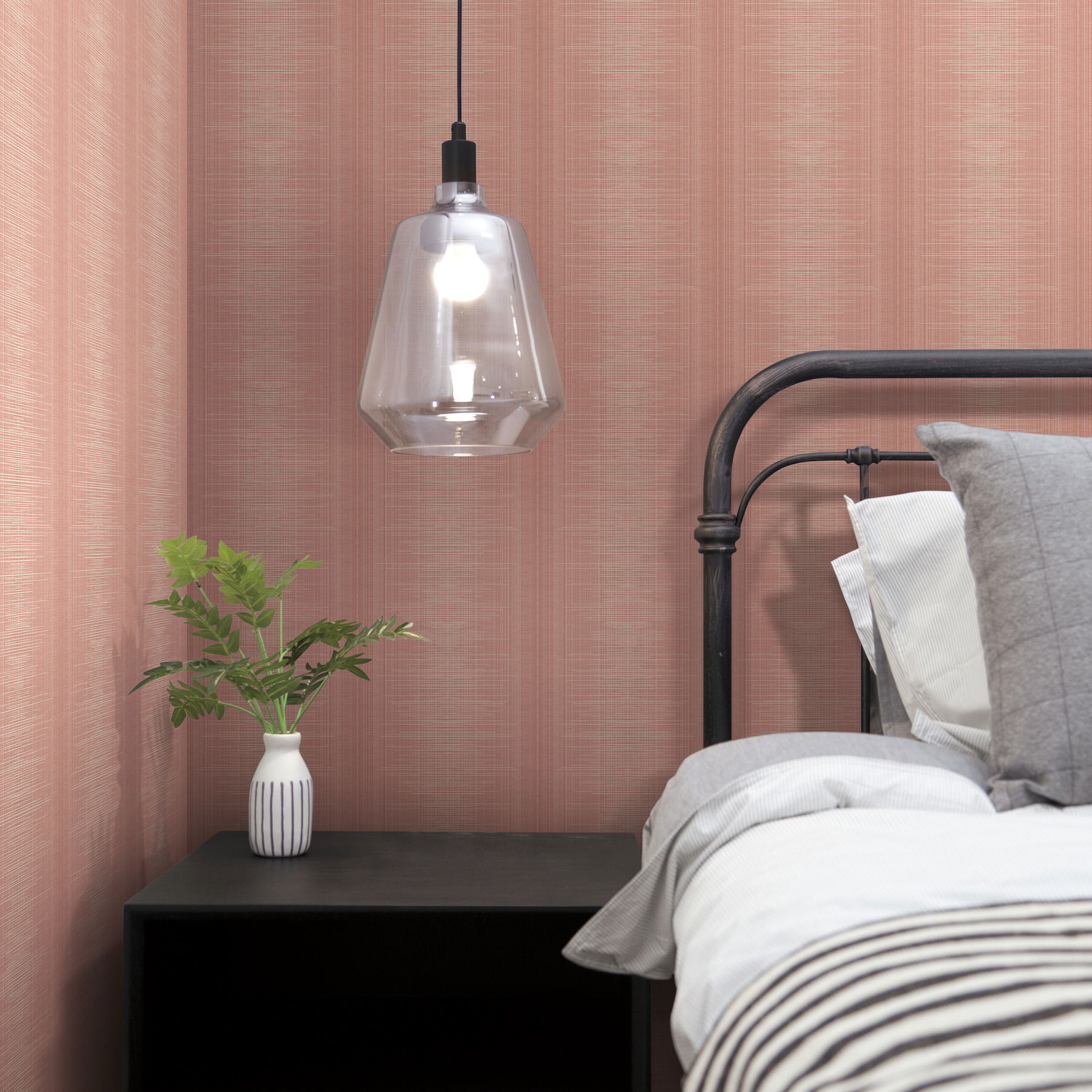 Silk Weave Stripe Coral Wallpaper large image 