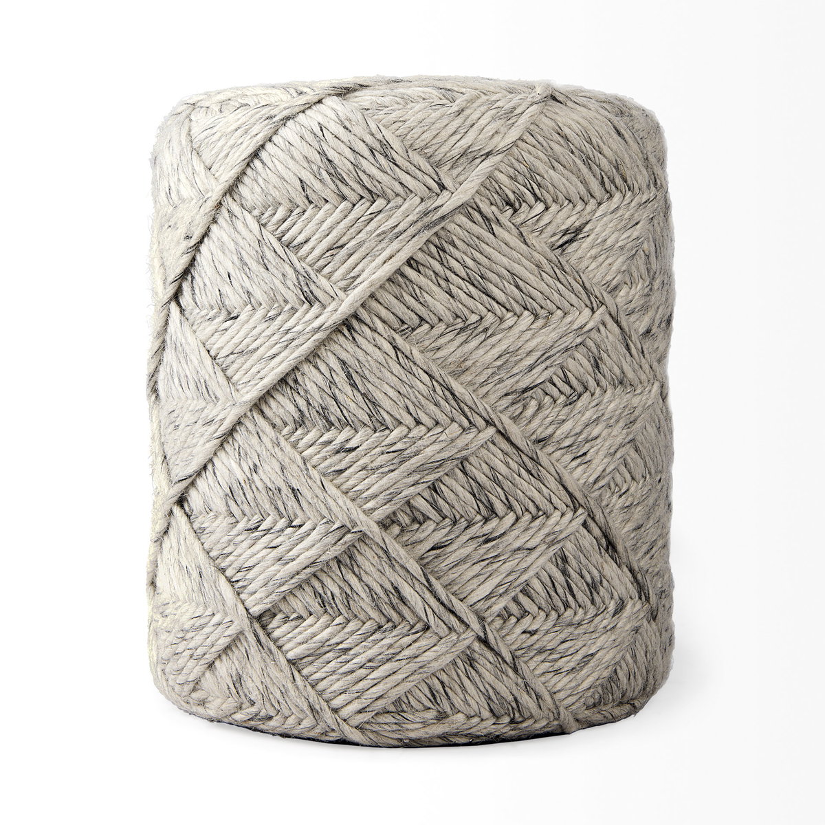 Esfera 17.7L x 15.7W x 15.7H Beige Chevron Woven Round Pouf, Ottoman by Mercana, 17.75" length x 15.75" width x 15.75" height View 3