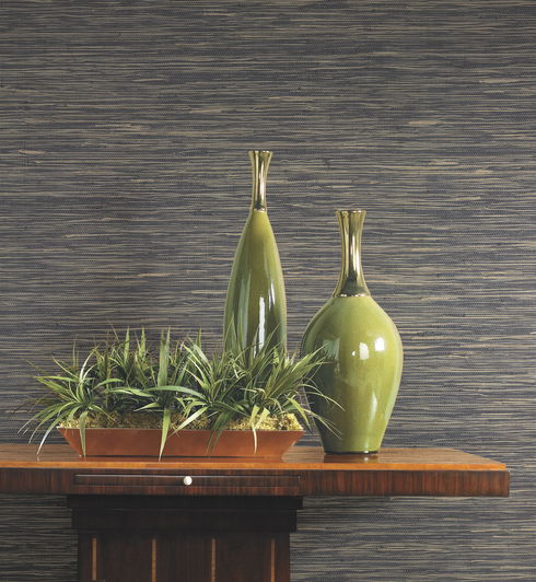 Threaded Jute Navy Wallpaper