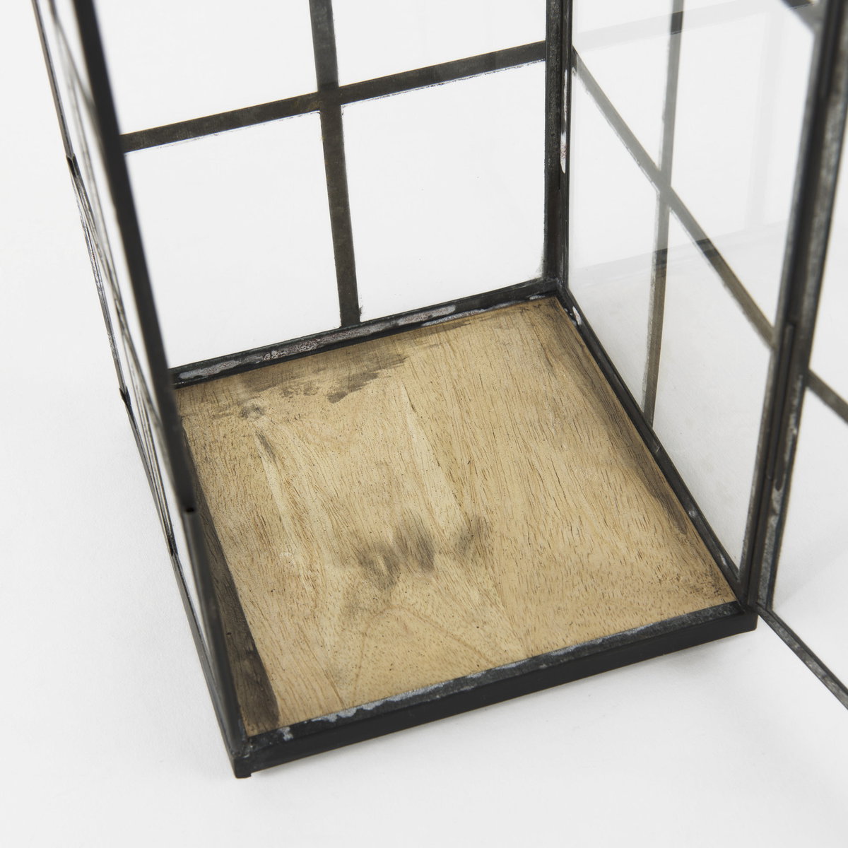 Gamfield  Medium Black Metal and Glass Lantern, Lighting by Mercana, 6.1" length x 6.1" width x 13.39" height View 12