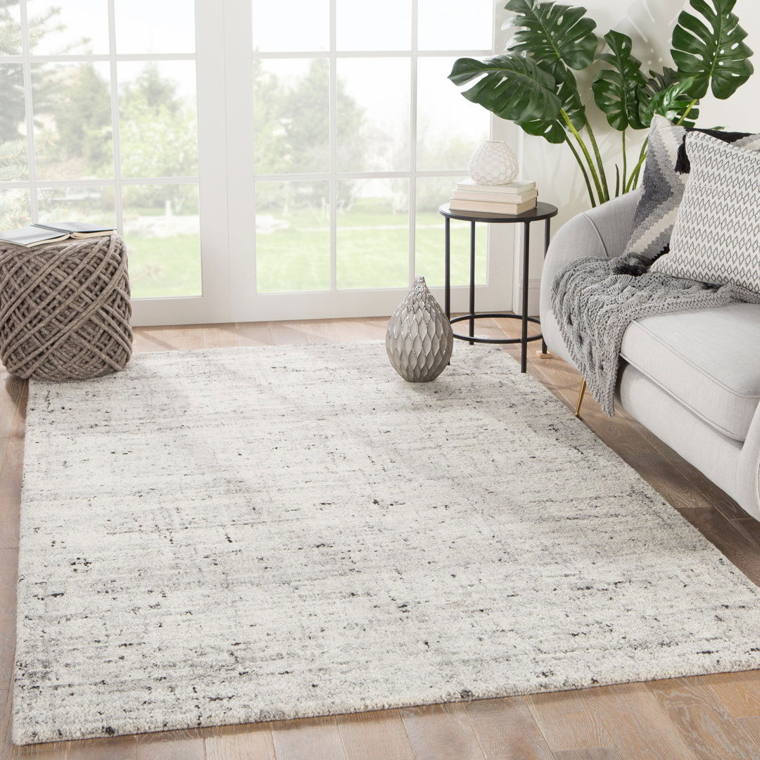 Macklin Handmade Solid Ivory/ Light Gray Area Rug large image 
