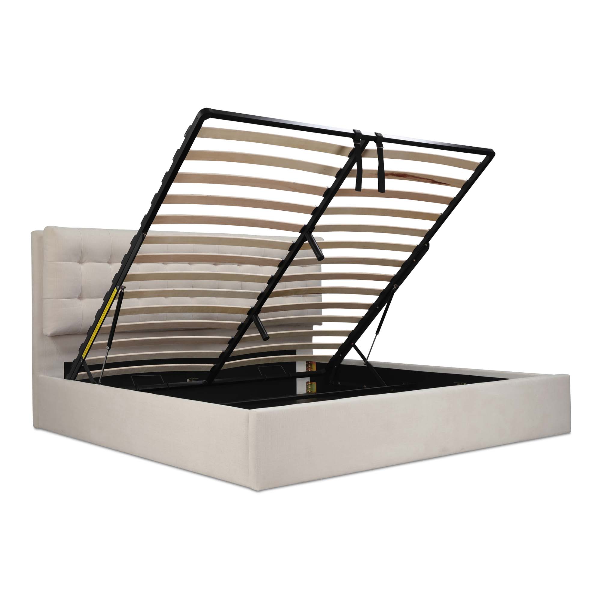 Sebastion King Storage Bed Cream, by Moe's Home, 6'8.31" width x 3'8.88" height x 7'1.43" depth View 2