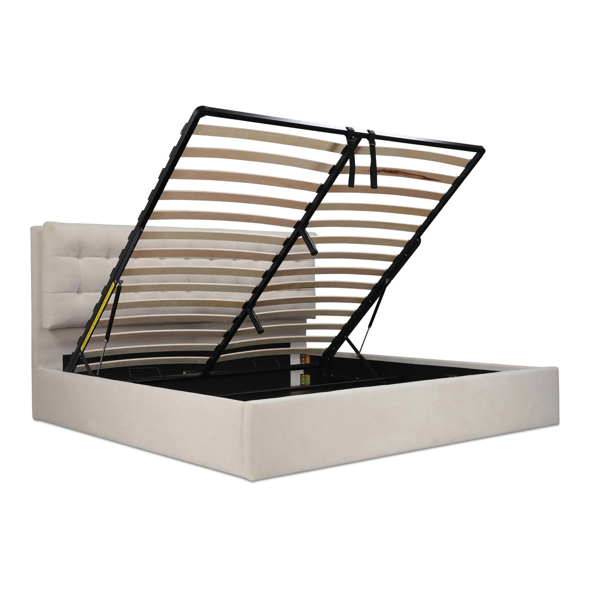 Sebastion King Storage Bed Cream, by Moe's Home, 6'8.31" width x 3'8.88" height x 7'1.43" depth View 2