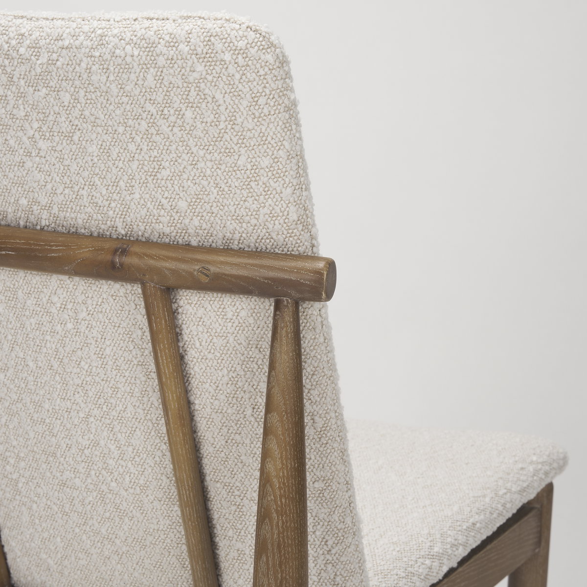 Cavett Curved Back Dining Side Chair | Cream Boucle with Wood, Dining Chair by Mercana, 18" length x 24.21" width x 33.46" height View 14