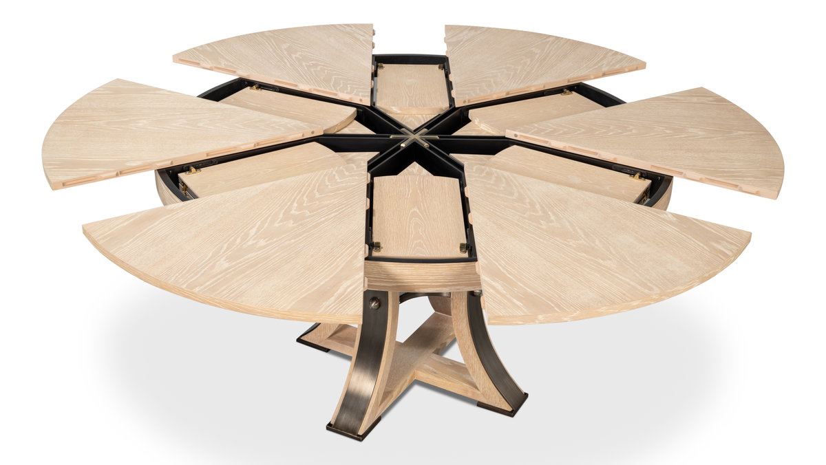 Tower Jupe Dining Table Med Bleached Oak, by Sarreid, 4'7" length x 4'7" width x 2'6" height View 8