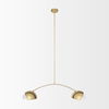 Cybill Brushed Brass with White Metal Shades 2-Light Chandelier, by Mercana, 41.73" length x 9.45" width x 9.75" height thumbnail 3