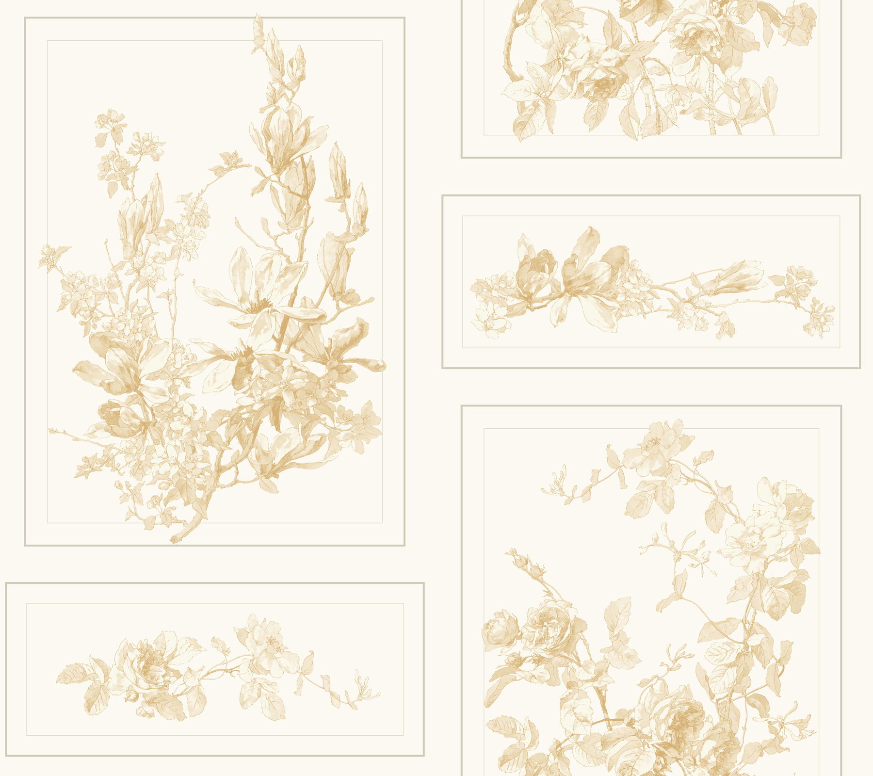The Magnolia Brown & White Wallpaper, by York Wall, 27' length x 2'3" width x 0.02" depth View 1