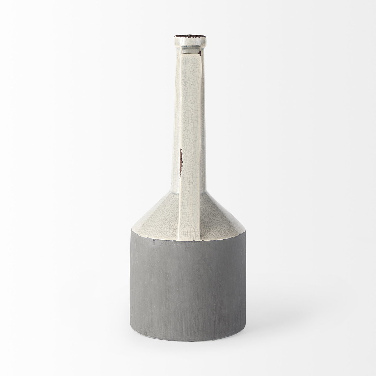 Burton 16.7H Large Two Tone Gray Ceramic Jug Vase, Decorative Jar by Mercana, 6.3" length x 6.3" width x 15.75" height View 6