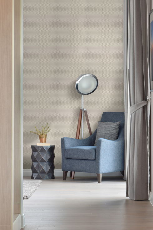 Ocean Swell Light Grey Wallpaper