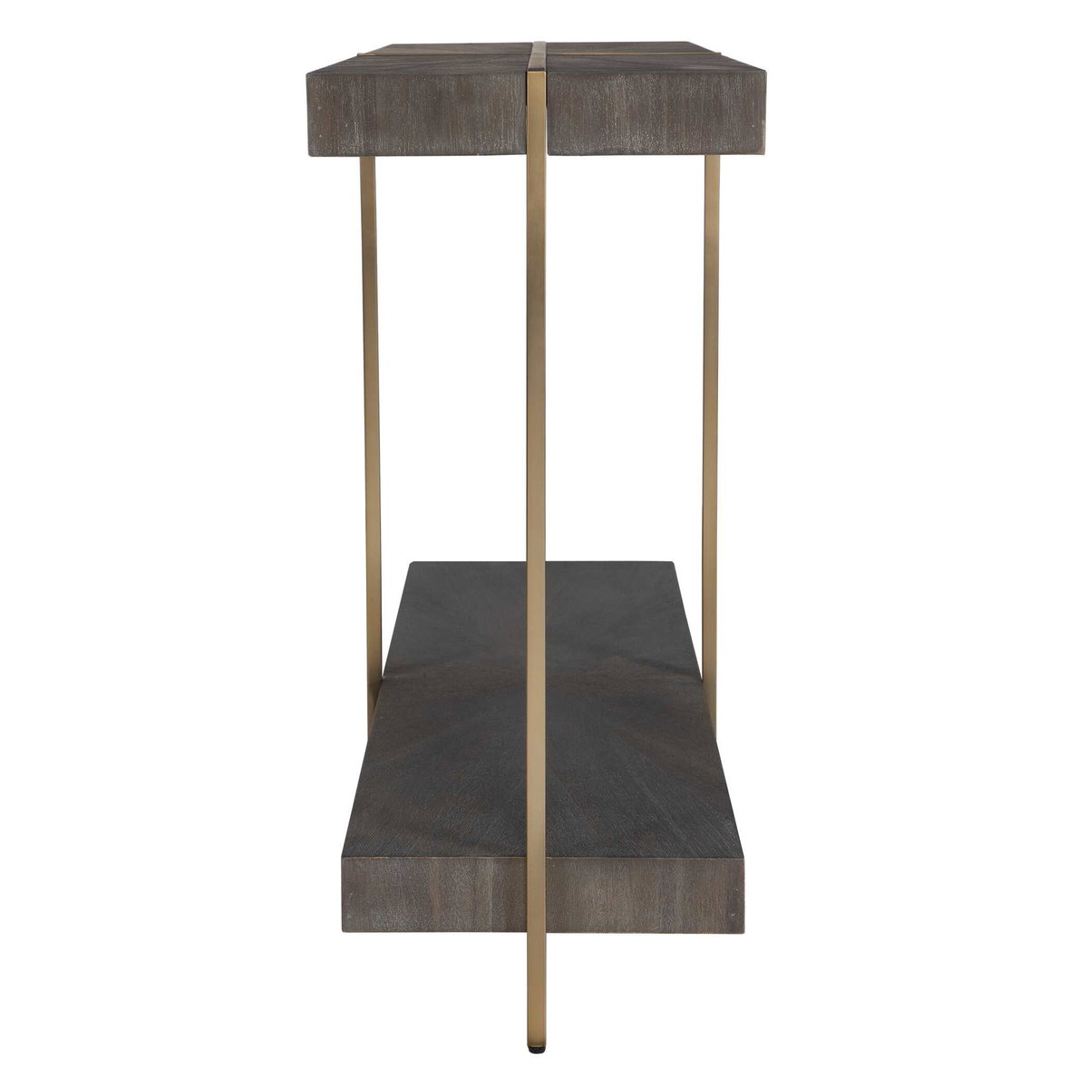Taja Modern Brass / Wood Console Table, by Uttermost, 47.75" width x 31" height x 14" depth View 6
