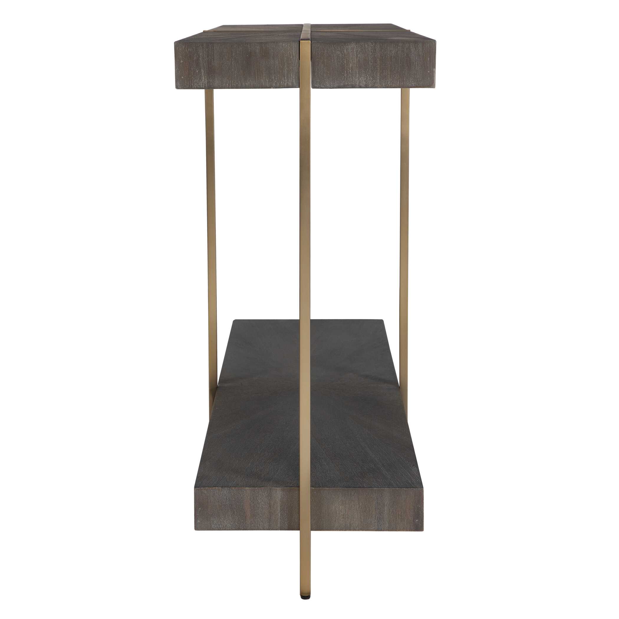 Taja Modern Brass / Wood Console Table large image 