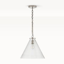 Online Designer Home/Small Office Scarlet Conical Pendant, Clear Glass, Polished Nickel