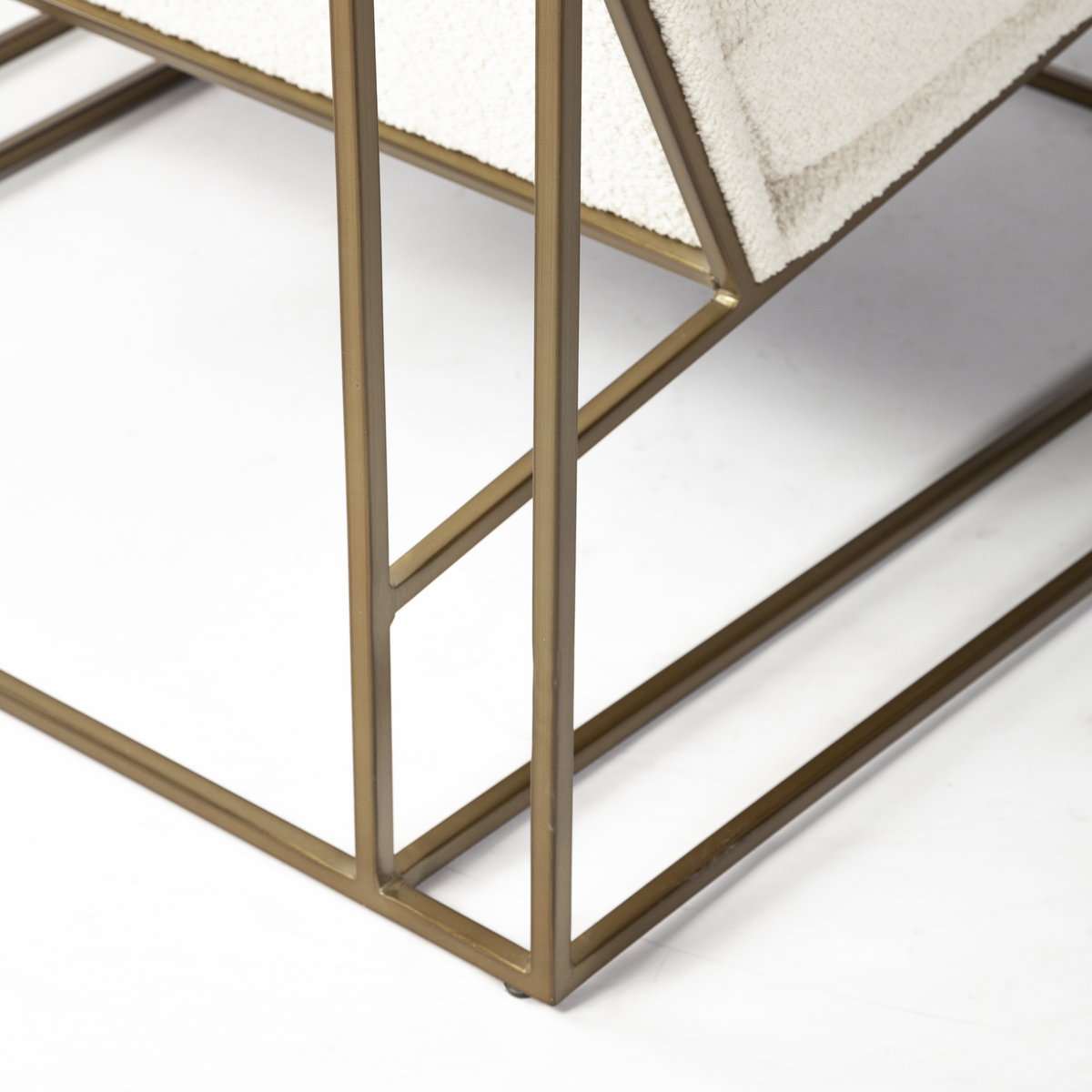 Watson Cream Fabric Wrap Gold Metal Frame Accent Chair, by Mercana, 30" length x 34.25" width x 29.13" height View 14