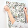 Mushroom Garden Toile Red & Green Wallpaper thumbnail 5