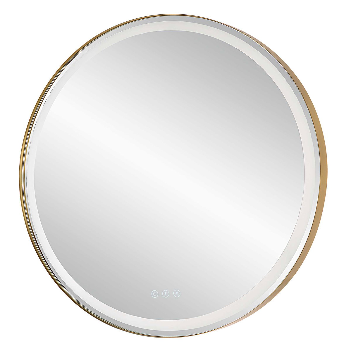 Crofton Lighted Brass Round Mirror, by Uttermost, 2'8" width x 2'8" height x 2.12" depth View 9