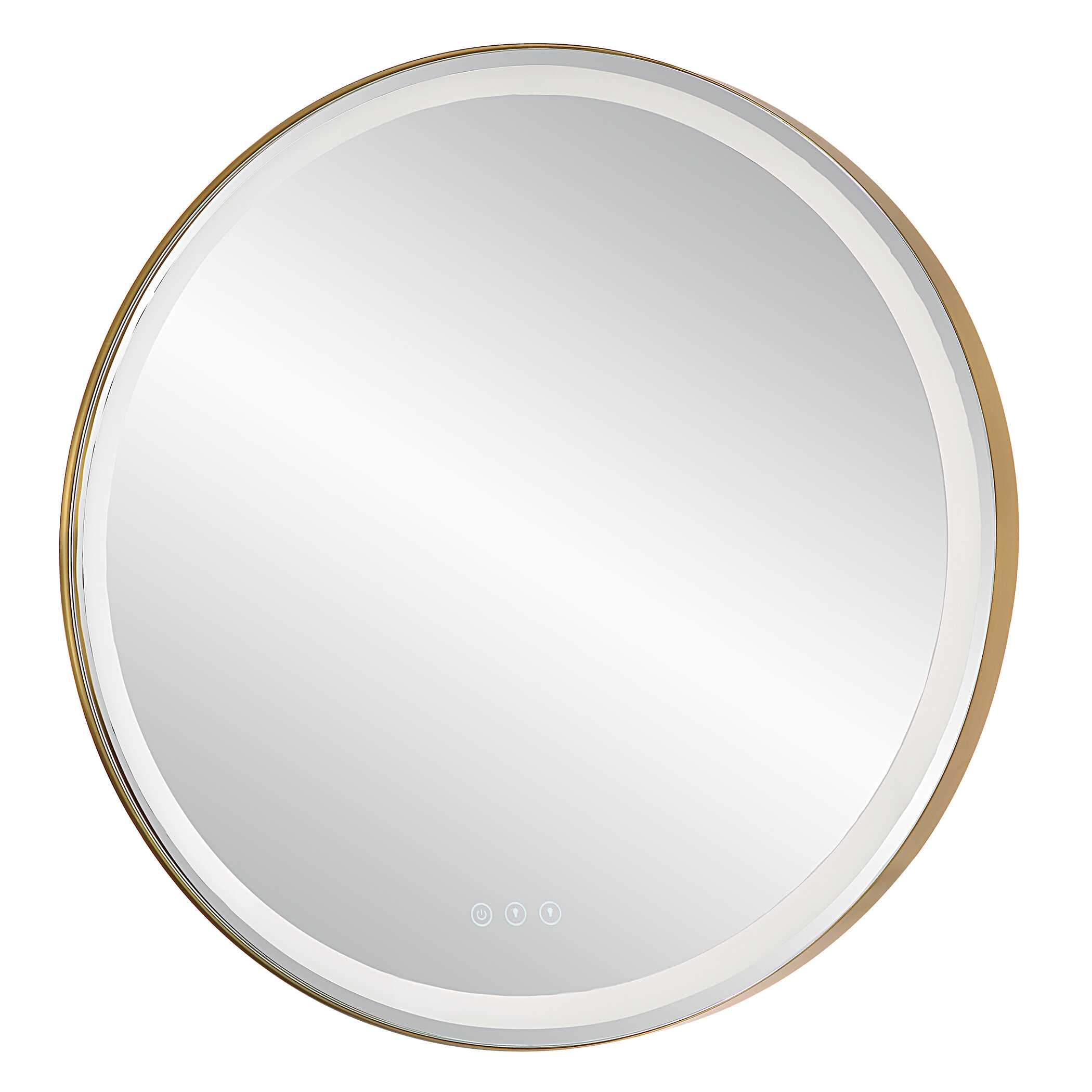 Crofton Lighted Brass Round Mirror, by Uttermost, 32" width x 32" height x 2.12" depth View 9