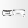Arlo  Set of 2 Brown Wood and Glass with Black Metal Coffee Tables thumbnail 5
