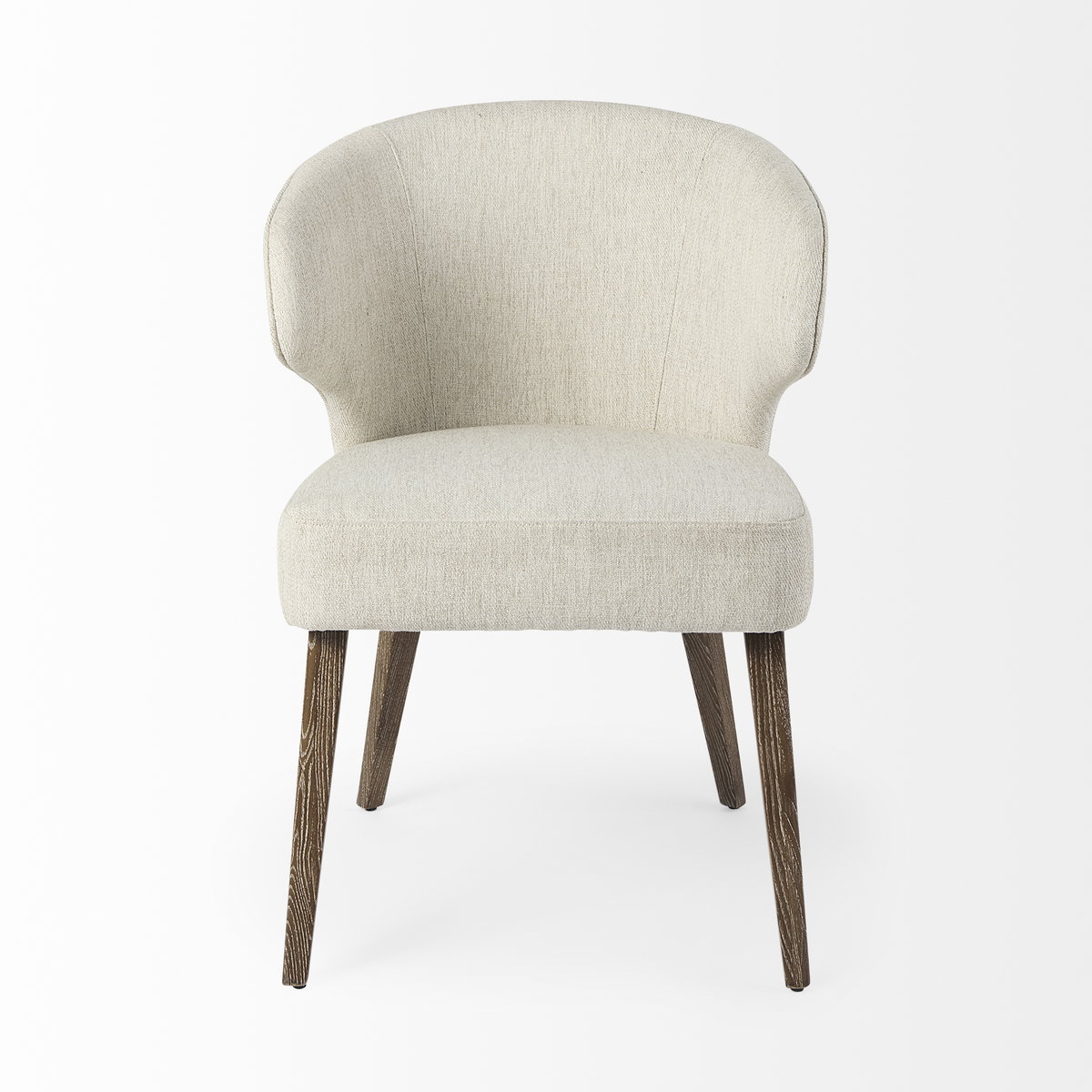 Niles Wingback Dining Side Chair | Cream Fabric with Medium Brown Wooden, Dining Chair by Mercana, 22.5" length x 24.5" width x 32" height View 5