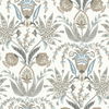 Seaside Jacobean Taupe & Blue Wallpaper thumbnail 0