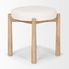 Shaiden Brown Wood with Cream Fabric Stool thumbnail 4
