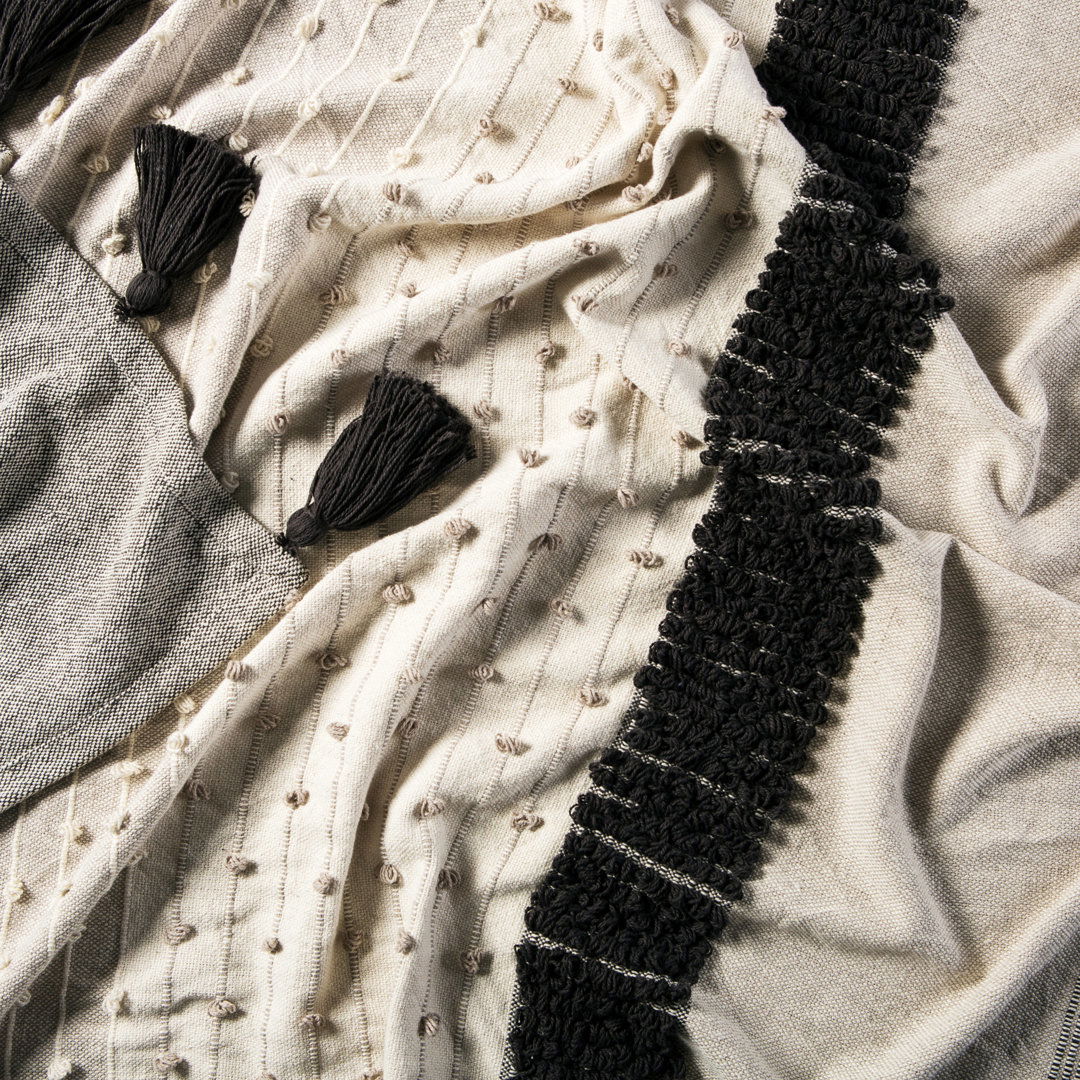 Montes Striped Gray/ Ivory Throw large image 