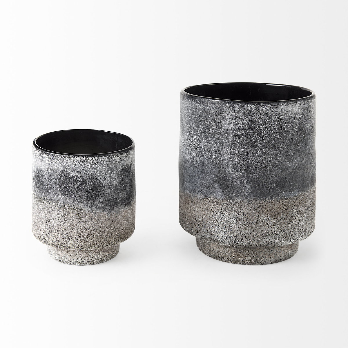 Squally  Black/Brown Glass Ombre Textured Small Vase, by Mercana, 6.02" length x 6.02" width x 6.42" height View 4