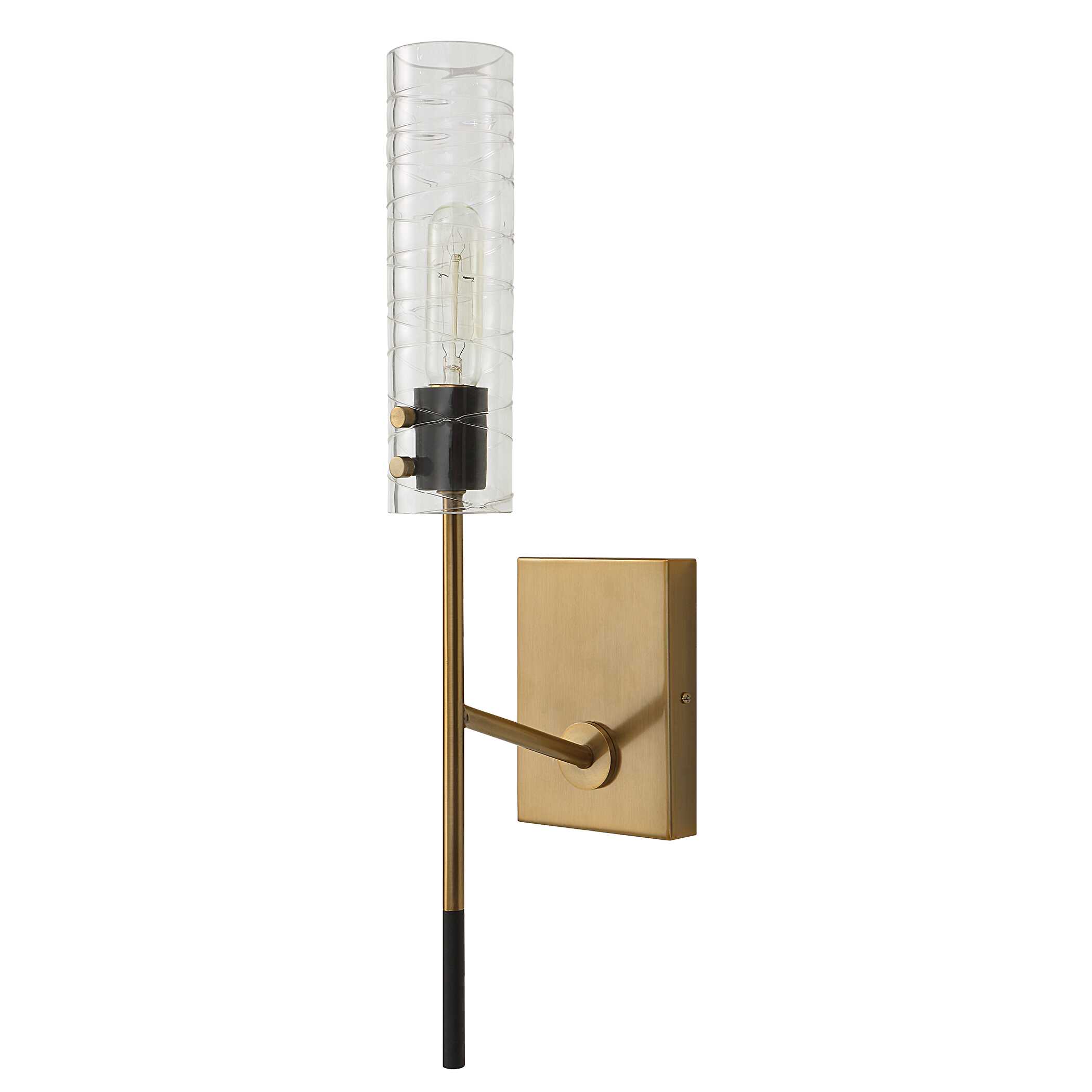 Telesto 1 Light Brass Sconce, Ceiling Light by Uttermost, 4.5" width x 22" height x 6.75" depth View 5