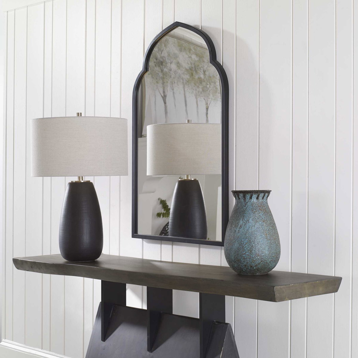 Kenitra Black Arch Mirror, by Uttermost, 24" width x 40" height x 1.25" depth View 4