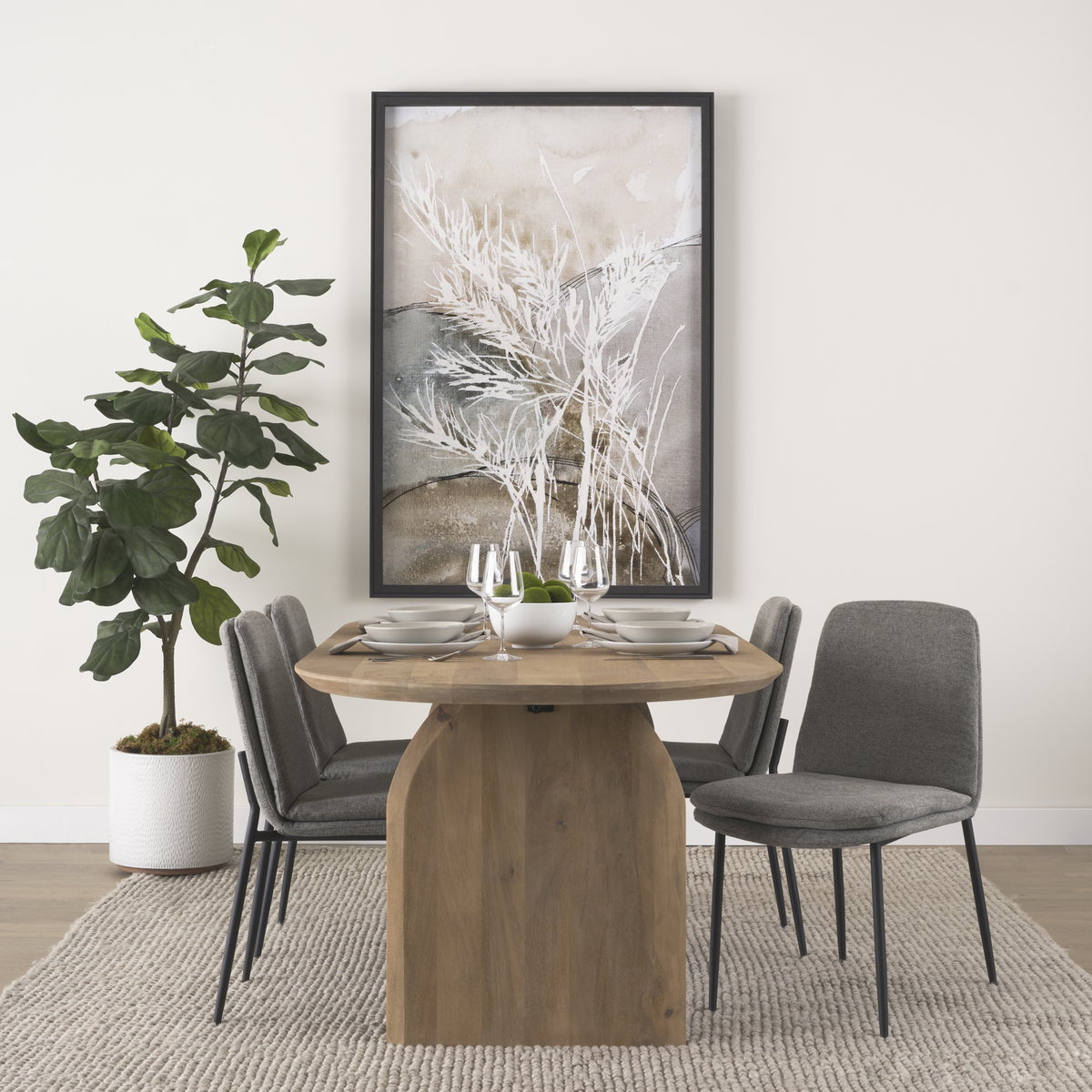 Eve Curved Back Dining Side Chair | Gray Fabric with Black Metal, Dining Chair by Mercana, 24.5" length x 19.5" width x 33.5" height View 2