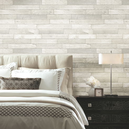 Warehouse Planks White Peel & Stick Wallpaper