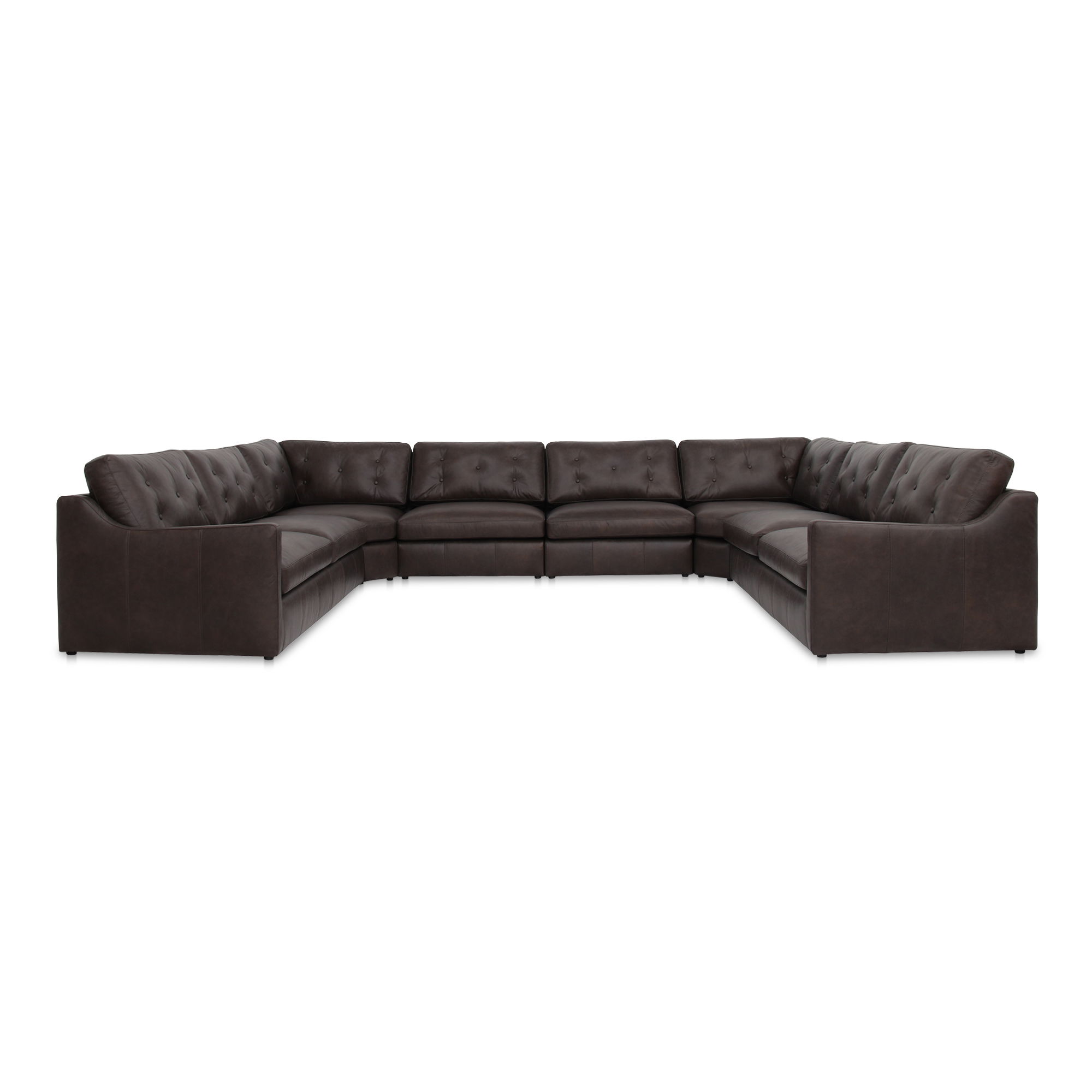 Thurlow U Shaped Modular Sectional With Arms Espresso Brown Leather, Sectional Sofa by Moe's Home, 165.4" width x 33" height x 123.1" depth View 1