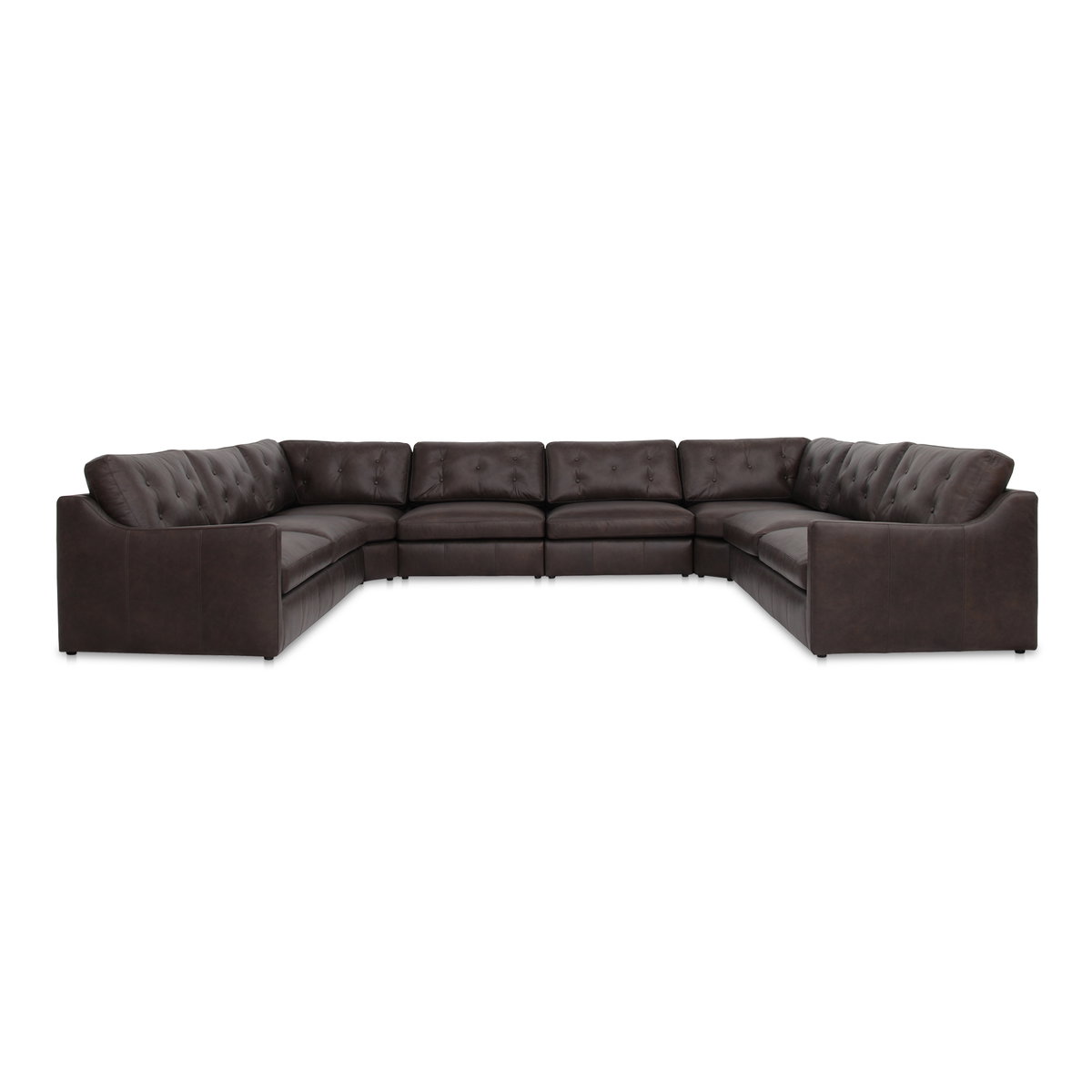Thurlow U Shaped Modular Sectional With Arms Espresso Brown Leather, Sectional Sofa by Moe's Home, 165.4" width x 33" height x 123.1" depth View 1