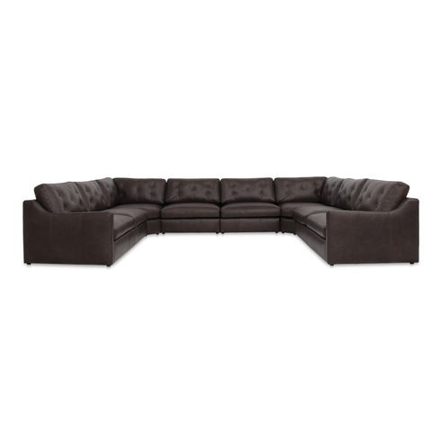 Thurlow U Shaped Modular Sectional With Arms Espresso Brown Leather