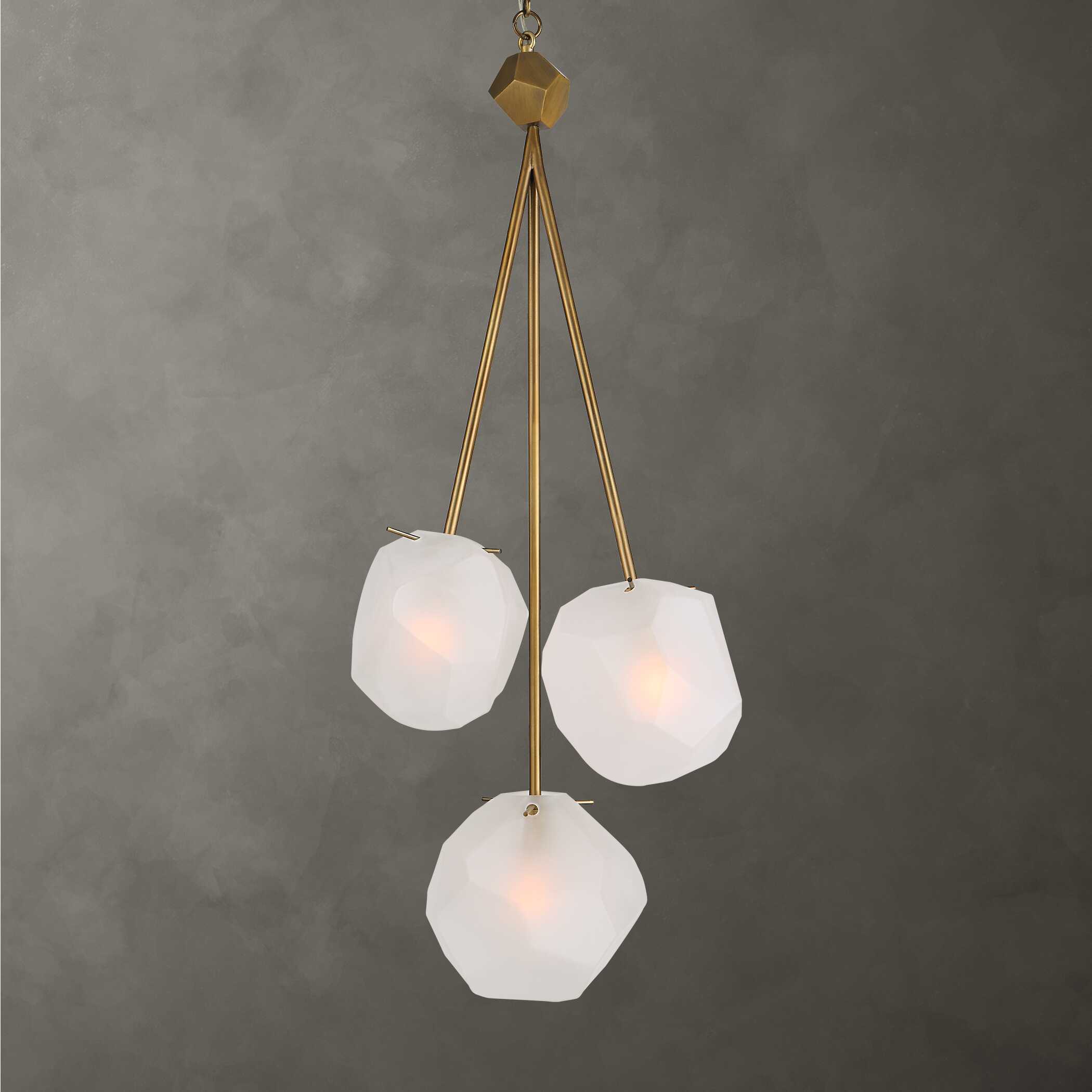 Geodesic 3 Light Pendant, Ceiling Light by Uttermost, 13.5" width x 36" height x 12.37" depth View 1